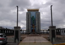 It was strangely quiet in the always vibrant neighborhood of East Boston today, Good Friday Madonna Shrine East Boston