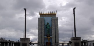 It was strangely quiet in the always vibrant neighborhood of East Boston today, Good Friday Madonna Shrine East Boston