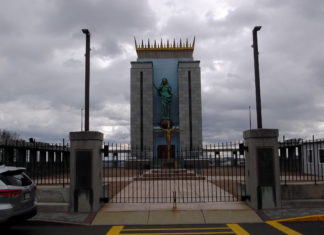 It was strangely quiet in the always vibrant neighborhood of East Boston today, Good Friday Madonna Shrine East Boston