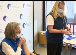 WBZ: East Boston Neighborhood Health Center Workers Receive Second Dose Of COVID Vaccine