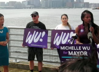 At LoPresti Park press conference, District 1 City Councilor Lydia Edwards endorses At-Large City Councilor Michelle Wu for mayor Edwards East Boston Endorses Michelle Wu Roslindale for MAYOR