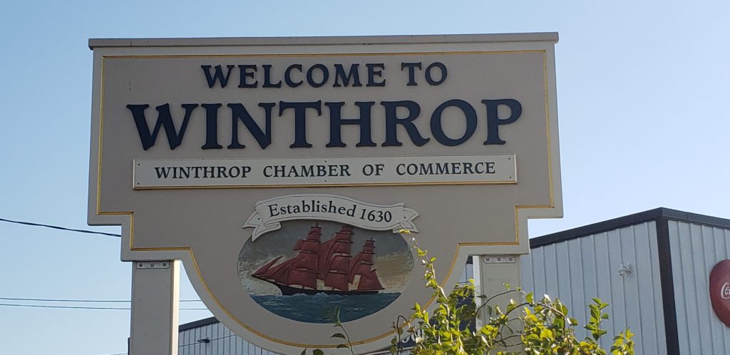 Winthrop Town Sign Bridge