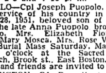 Remains of Army Cpl. Joseph J. Puopolo of East Boston killed during the Korean War to be buried in Malden at Holy Cross Cemetery
