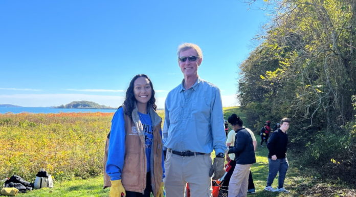 Charlize Hoeun, an Excel Academy student, led invasive species initiative with Thompson Island Outward Bound Green Ambassador program East Boston Excel Academy