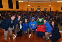Red Sox great and Hall of Famer Pedro Martinez inspires students at East Boston High School Pedro East Boston