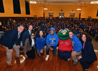 Red Sox great and Hall of Famer Pedro Martinez inspires students at East Boston High School Pedro East Boston