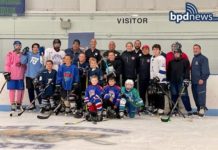 Community Service Officers Kick Off Hockey Skills Sessions at the Porazzo Skating Rink in East Boston