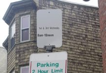 Street cleaning season is back. Move your car or else! Street Cleaning Stock Photograph East Boston