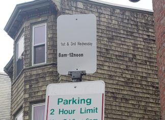 Street cleaning season is back. Move your car or else! Street Cleaning Stock Photograph East Boston