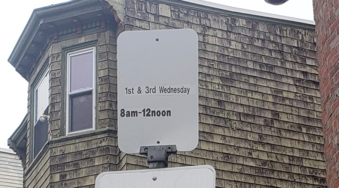 Street cleaning season is back. Move your car or else! Street Cleaning Stock Photograph East Boston