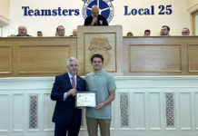 Teamsters Local 25 awards college scholarship to Teagen Scarpa of East Boston
