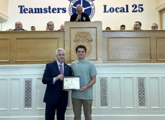 Teamsters Local 25 awards college scholarship to Teagen Scarpa of East Boston