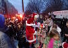 Santa arrives on the East Boston Greenway