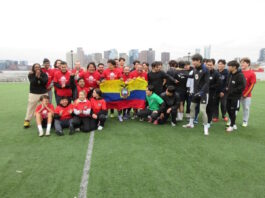 Students participate in FIFA World Cup ’26 promotional filming and soccer match East Boston Sports