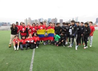 Students participate in FIFA World Cup ’26 promotional filming and soccer match East Boston Sports
