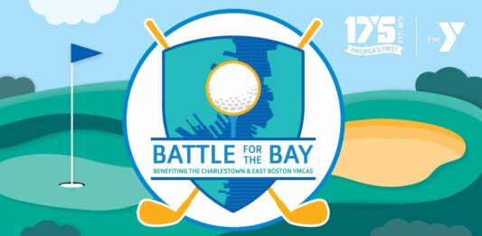 Mark the Date: August 31 – The Y’s 6th Annual Battle for the Bay Golf Tournament Poster for Battle for the Bay charity golf event benefiting the Charleston & East Boston YMCAs, Aug 31, 2016, 7:30 AM shotgun start.