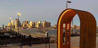 Illuminated arches mark the start of a new cultural trail in East Boston