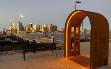 Illuminated arches mark the start of a new cultural trail in East Boston