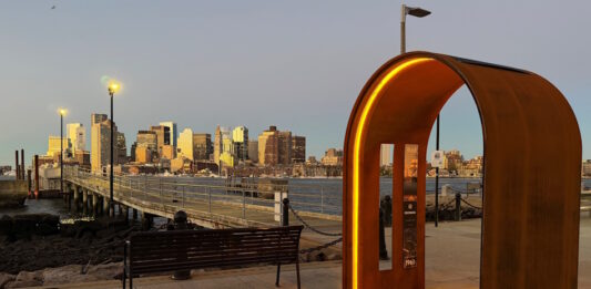 Illuminated arches mark the start of a new cultural trail in East Boston